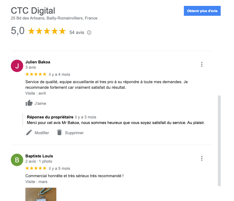Gestion des avis clients sur Google My Business